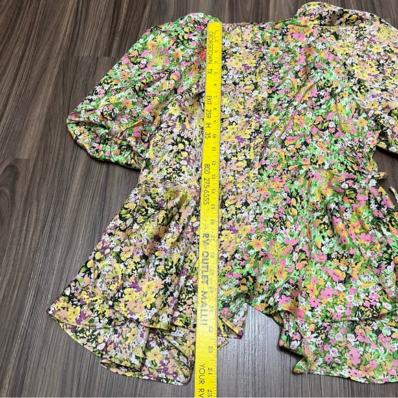 TOPSHOP women sz 8 Multi Floral Mix And wrap top Match Blouse - Picture 7 of 10